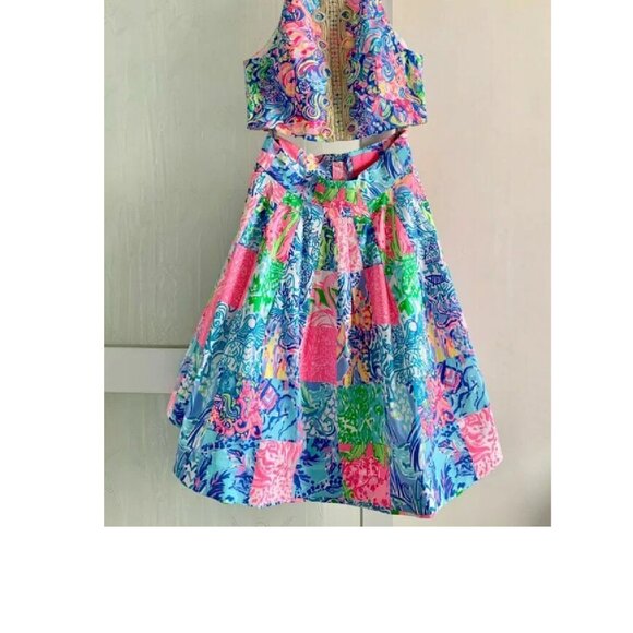Lilly Pulitzer SKIRT NAVIA SET Multi Pop Up Back Together Again Patch Sz 10 NEW - Picture 3 of 3